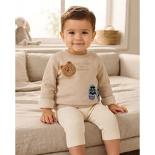 Tuffy Bej Renk Erkek Bebek Sweatshirt Sevimli Karakterli Çocuk Kıyafeti