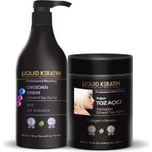 TeknoKapsül Keratinli Gri Toz Açıcı ve Oksidan Kremli Set (Yakmadan Evde Kolay Saç Rengi Açma) 1000ML Kuaför Boy