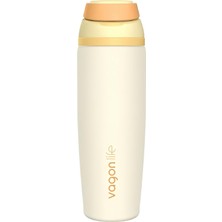 TeknoKapsül 800 ml Tek Kapak Çift Kullanım Pipetli Rahat Içim Kulplu SUS304 Paslanmaz Çelik Termos -1107-800ML Sarı