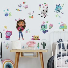 TeknoKapsül Roommates Gabby's Dollhouse RMK4823SCS Peel And Stick Duvar Çıkartmaları, Pembe, Mor, Mavi