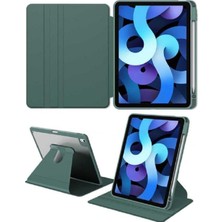 TeknoKapsül Constraın - Apple ile Uyumlu Ipad 10.9 10.nesil Kalem Bölmeli Kılıf Kapaklı Dönebilen Arkası Şeffaf Kapak Koyu Yeşil - Yeşil