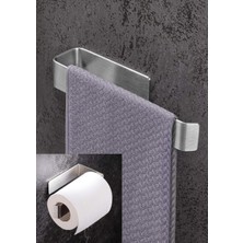 TeknoKapsül Deltahome Paslanmaz Çelik Havluluk ve Tuvalet Kağıdı Askısı Set Inox Kendinden Yapışkanlı Anında Kolay Montaj Vida Yok!