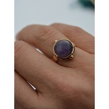 El Yapımı Ametist Taşlı Yüzük - Bronz Rengi - Stoneage