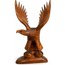 Dünyadan Hediyeler Dekoratif Teak (Tik) Ağacı Kartal Biblo 50 Cm El Işi