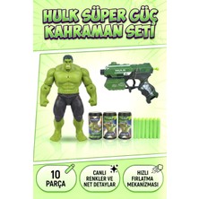 Farbu Oyuncak Işıklı Hulk Figürlü Hedefli 10 Adet Soft Mermili 38 CM Dart Atan Oyuncak Silah Seti