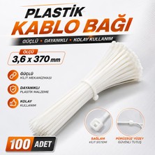 Nzb Cırt Kelepçe 3,6X370 mm Plastik Beyaz Renk (100 Adet) Zip Kablo Bağı Çok Amaçlı Bağlama