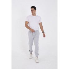 Erkek Kışlık Üç Iplik Lastikli Eşofman Pantolon - Gri Mariposa Secret