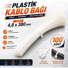 Nzb Cırt Kelepçe 4,8X380 mm Plastik Beyaz Renk (100 Adet) Zip Kablo Bağı Çok Amaçlı Bağlama