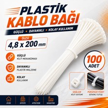 Nzb Cırt Kelepçe 4,8X200 mm Plastik Beyaz Renk (100 Adet) Zip Kablo Bağı Çok Amaçlı Bağlama