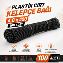 Nzb (100 Adet) Kablo Bağı Plastik Cırt Kelepçe 4,8X450 mm Siyah Dayanıklı Güçlü Sabitleme Bağı