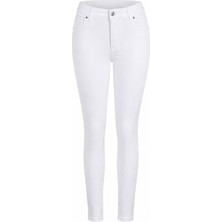 Double Slim Skinny Beyaz Kadın Jean Pantolon 3529