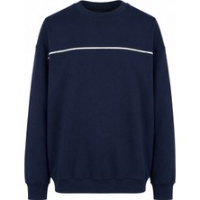 Trender Biyeli Basic O Yaka Indigo Erkek Sweatshirt 27KDT1000001