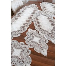 Salon Takımı 5 Parça Dantelli Masa Örtüsü Runner Seti