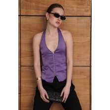 Very Moda Fermuarlı Saten Yelek | VMD2952
