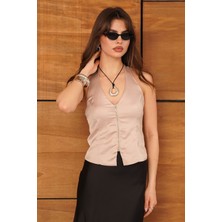 Very Moda Fermuarlı Saten Yelek | VMD2952