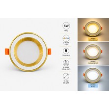 Efesays 5W 3 Renk LED Spot Gold Beyaz Kasa 3000K 4000K 6500K 6,5 cm Delik Çapı 10 cm Dış Çap Trafolu