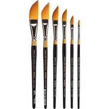 Odea Kıngart Orijinal Gold 9800 Hançersıyırıcı Fırça Seti Premium Golden Taklon Multimedya Sanatçı Fırçaları, Yağ, Akrilik, Suluboya ve Guaj Için Boyama Araçları, 6 Boyutta Set