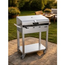 Kaan Coşkun Metal 40X60 Kapaklı Krom Mangal – Tekerlekli,  Premium Bahçe Mangalı