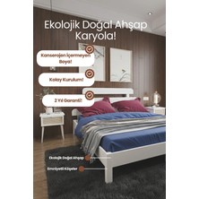 Renazzo Mobilya Lotus x Model Masif Ahşap Karyola Kolay Kurulum Fırınlanmış Ithal Sibirya Çamı 140X200 Yatak Uyumlu