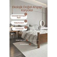 Renazzo Mobilya Melodi̇ Model Masif Ahşap Karyola Kolay Kurulum Fırınlanmış Ithal Sibirya Çamı 120X200 Yatak Uyumlu
