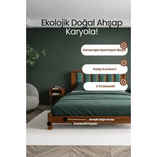 Renazzo Mobilya Ori̇on Model Çağla Yeşili Puf Başlıklı Masif Ahşap Karyola Kolay Kurulum Fırınlanmış İthal Sibirya Çamı 200x200 Yatak Uyumlu - Ceviz Renk