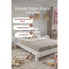 Renazzo Mobilya Lotus x New Model Masif Ahşap Karyola Kolay Kurulum Fırınlanmış Ithal Sibirya Çamı 90X200 Yatak Uyumlu