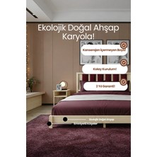 Renazzo Mobilya Ori̇on Model Bordo Puf Başlıklı Masif Ahşap Karyola Kolay Kurulum Fırınlanmış Ithal Sibirya Çamı 140X190 Yatak Uyumlu