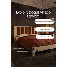 Renazzo Mobilya Ori̇on Model Kiremit Rengi Puf Başlıklı Masif Ahşap Karyola Kolay Kurulum Fırınlanmış Ithal Sibirya Çamı 140X190 Yatak Uyumlu