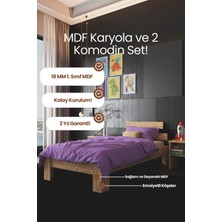Renazzo Mobilya Lotus Tek Kişilik Mdf Karyola ve 2 Komodinli Set