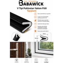 Babawick V Tipi Poliüretanlı Köpük Fitil, Yapışkanlı Kapı Pencere Contası, Sünger Conta, Ses, Toz ve Isı Yalıtım Fitili 4 Metre Siyah