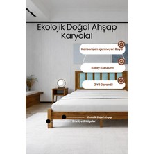 Renazzo Mobilya Ori̇on Model Cam Göbeği Puf Başlıklı Masif Ahşap Karyola Kolay Kurulum Fırınlanmış Ithal Sibirya Çamı 200X200 Yatak Uyumlu