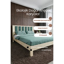 Renazzo Mobilya Ori̇on Model Çağla Yeşili Puf Başlıklı Masif Ahşap Karyola Kolay Kurulum Fırınlanmış Ithal Sibirya Çamı 180X200 Yatak Uyumlu