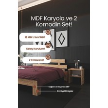 Renazzo Mobilya Lotus Çift Kişilik Mdf Karyola ve 2 Komodinli Set