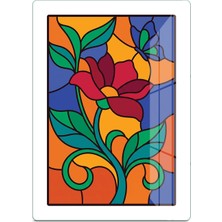 Decovetro Vitray Çiçek Desenli Cam Kesme Tahtası ve Sunumluk 25 x 35 cm