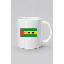 Bahriyeli Collection  São Tomé ve Príncipe Bayrağı Baskılı Kupa Bardak