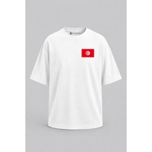 Bahriyeli Collection Oversize Tunus Bayrağı Cep Baskılı Unisex T-Shirt