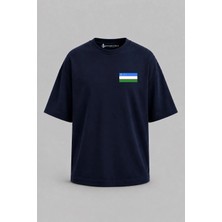 Bahriyeli Collection Oversize Özbekistan Bayrağı Cep Baskılı Unisex T-Shirt