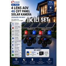 Esvision Esvısıon ES-7030 4g Solar 2'li Set 4 Lens + 2 Sım Kart + 2x 64GB  Hafıza Kartı