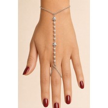 X-lady Accessories Gümüş Renk Kelebek Sıralı Inci Çelik Şahmeran - 3908