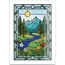 Decovetro Vitray Doğa Manzara Desenli Cam Kesme Tahtası ve Sunumluk 25 x 35 cm