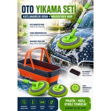 Dofix Yedek Bezli Oto Mop ve Katlanabilir Tekerlekli Kova Seti