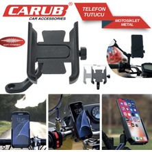 Carub Dikiz Ayna Bağlantılı Metal Motosiklet ve Bisiklet Telefon Tutucu