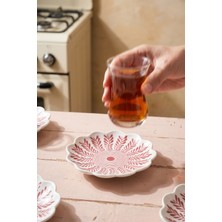 Acar Dem 6'lı Porselen Çay Tabağı Kırmızı - 15 cm