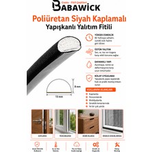 Babawick D Tipi Poliüretanlı Köpük Fitil, Yapışkanlı Kapı Pencere Contası, Sünger Conta, Ses, Toz ve Isı Yalıtım Fitili 4 Metre Siyah