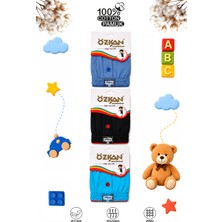 Özkan Underwear Özkan 31223 3'lü Paket Erkek Çocuk %100 Pamuklu Karışık Renk Premium Kumaş Rahat Klasik Kesim Süprem Penye Boxer Şort Külot
