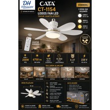 Dh Elektromarket Dhelektromarket Cata CT-1154 Lodos Fan LED Ampul 62W 200W Kumandalı Dimmerli E27 3 Renk 6750 Lümen