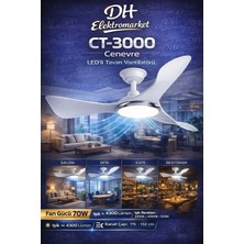 Dh Elektromarket Dhelektromarket CT-3000 Cenevre Led’li Tavan Vantilatörü Kumandalı