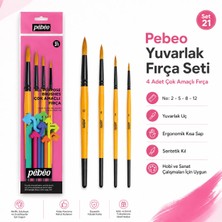 Pebeo Yuvarlak Fırça Seti 4'lü No 2-5-8-12 Ergonomik Kısa Saplı Renkli Sentetik Fırça Set-21