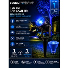 Econa 220V Mavi Kazıklı Çim ve Ağaç Aydınlatma Spotu,çim Spotu,bahçe Lambası,dış Mekan Aydınlatma,modern Spot Lamba Bahçe Dekor Lambası,ağaç, Çim ve Peyzaj Aydınlatma Armatürü