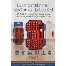Happy Trend Transformacion 62 Parça Profesyonel Mıknatıslı Bits Tornavida Ucu Seti S2 Çelik Güvenlikli Torx Yıldız Alyen Matkap Uçları Hızlı Değişim Adaptörlü Lokma Tamir Seti 723405